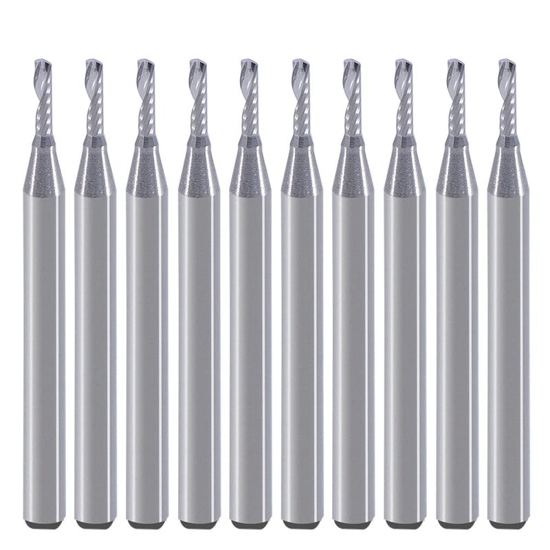 HOZLY 1/8 inch Shank,Single Flute (O Flute) Up Cut Spiral Router Bits End Mill Cutter, 1/16 inch Cutting Diameter, 0.24 inch Cutting Length,1-1/2" OVL for Acrylic PVC MDF Plastic - Image 1